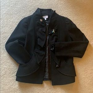 Loft black ruffle front jacket